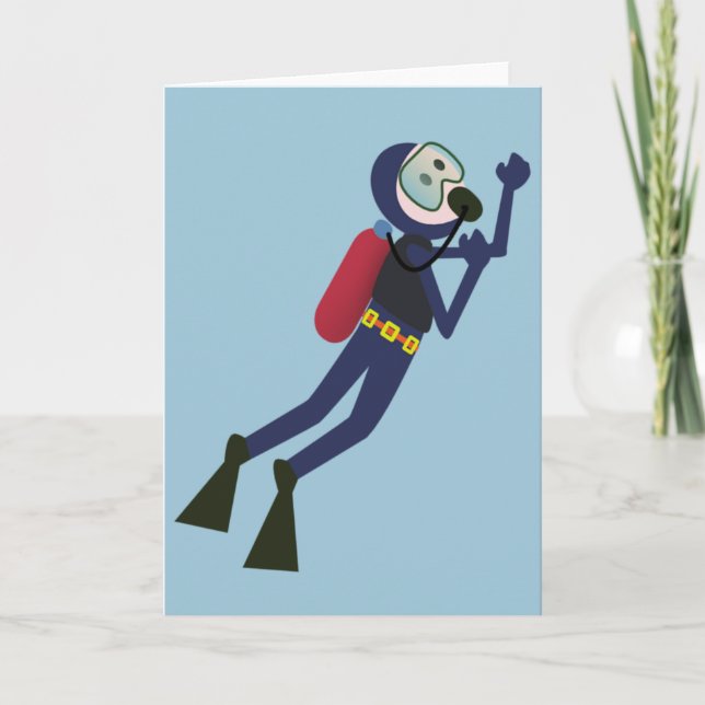 TARJETA FUNNY SCUBA DIVING DIVER, TANK AND MASK SCUBA GEAR (Anverso)