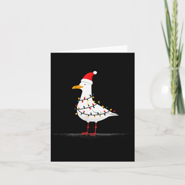 Tarjeta Funny Seagull Christmas Graphics Animal Lights Lov (Anverso)