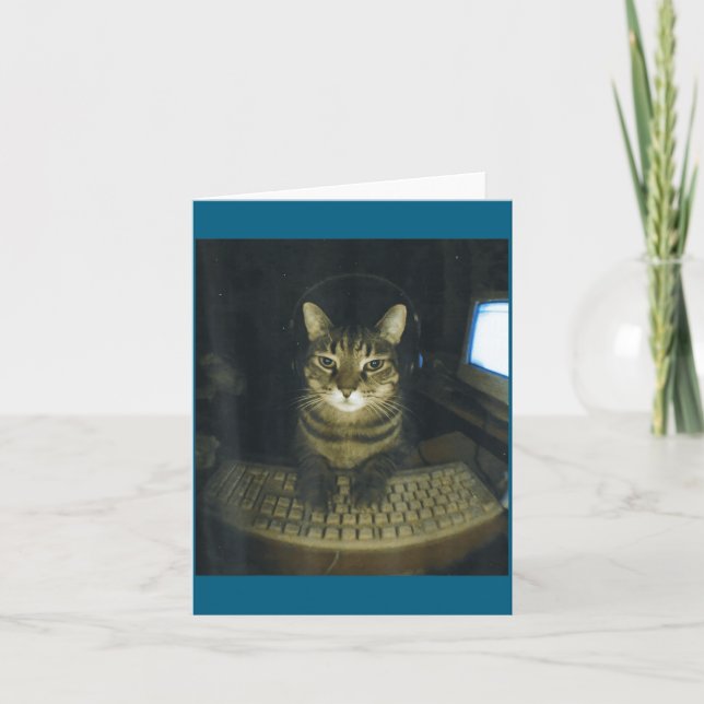 Tarjeta Funny Serious Gamer Cat Lovers Stud Kitty Cat Meme (Anverso)