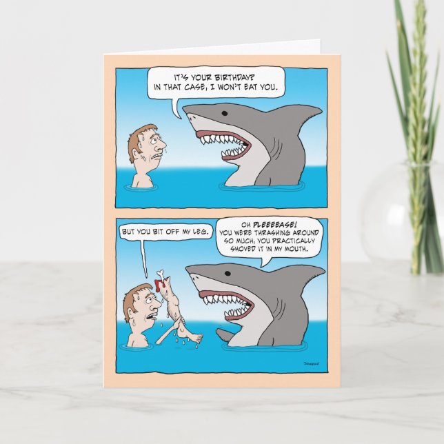 Tarjeta Funny Shark Encounter Cumpleaños (Anverso)