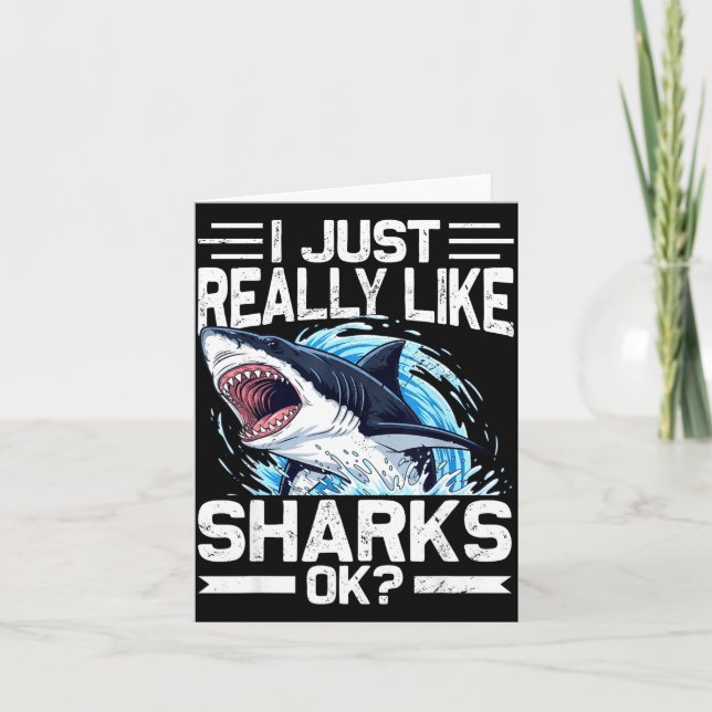 Tarjeta Funny Shark Shirt For Men Women Sea Animal Shark L (Anverso)