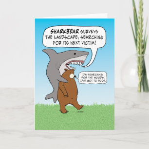 Tarjeta Funny Shark y Bear Quest Cumpleaños