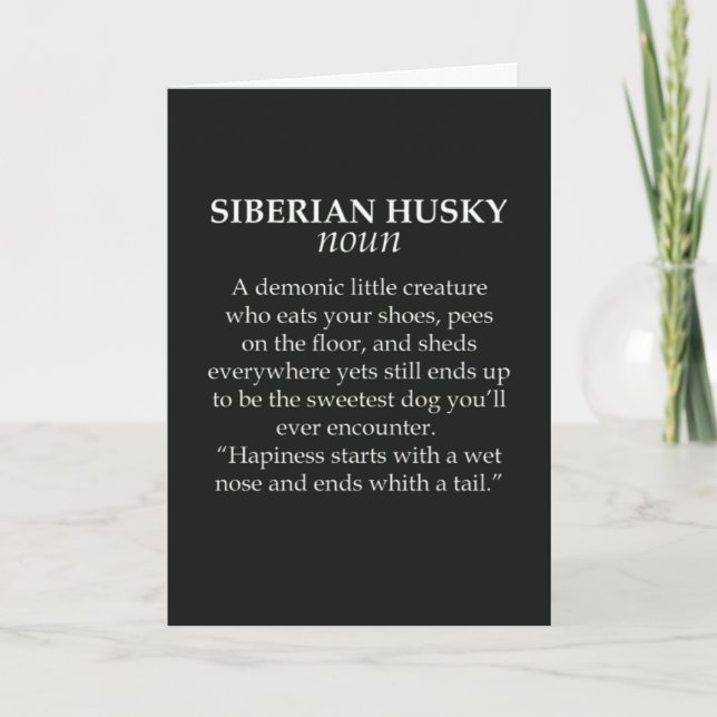 Tarjeta Funny Siberian Husky Cards Black And White Dog Pet (Anverso)