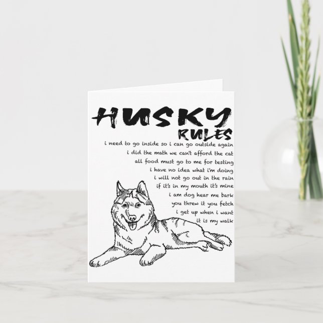 Tarjeta Funny Siberian Husky Dog Hand Drawn Art Men Women  (Anverso)