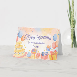Tarjeta Funny Sister Birthday Cake