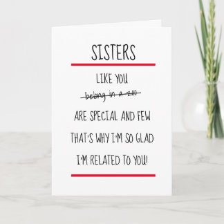 Tarjeta Funny Sisters Cheeky Verse Happy Birday Card