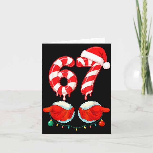 Tarjeta Funny Six Seven 67 Christmas Candy Cane  (Anverso)