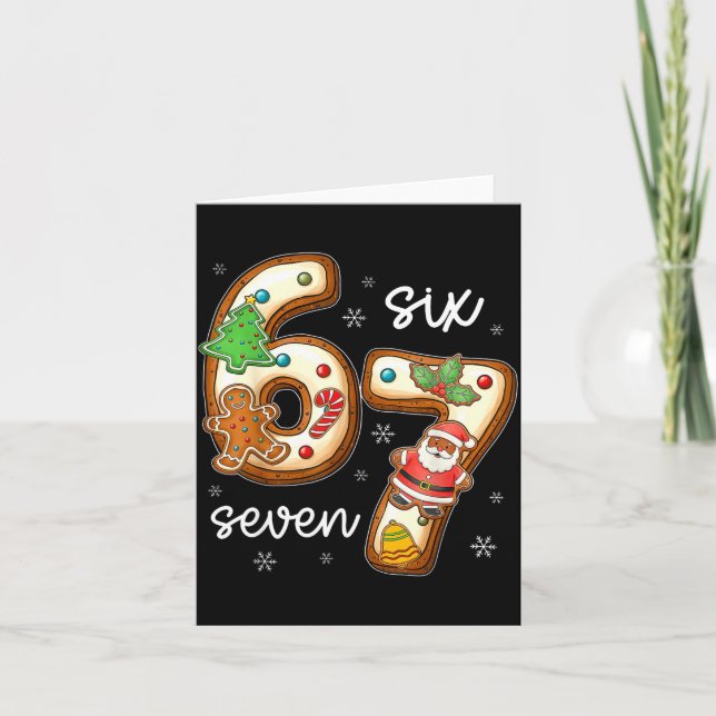 Tarjeta Funny Six Seven 67 Gingerbread Christmas Boys Xmas (Anverso)