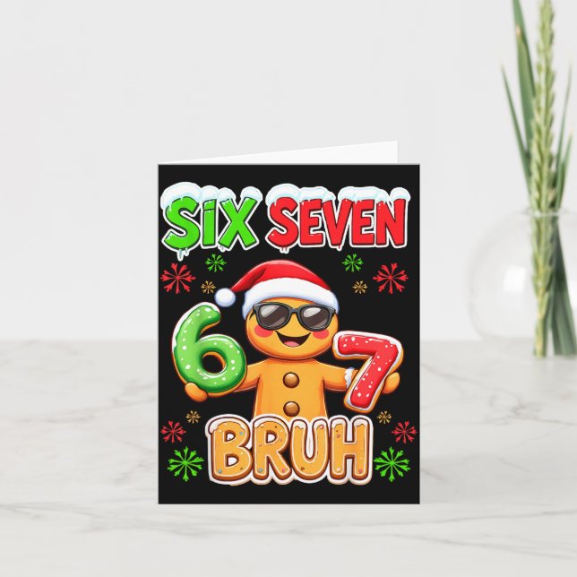 Tarjeta Funny Six Seven 67 Gingerbread Meme Xmas Christmas (Anverso)
