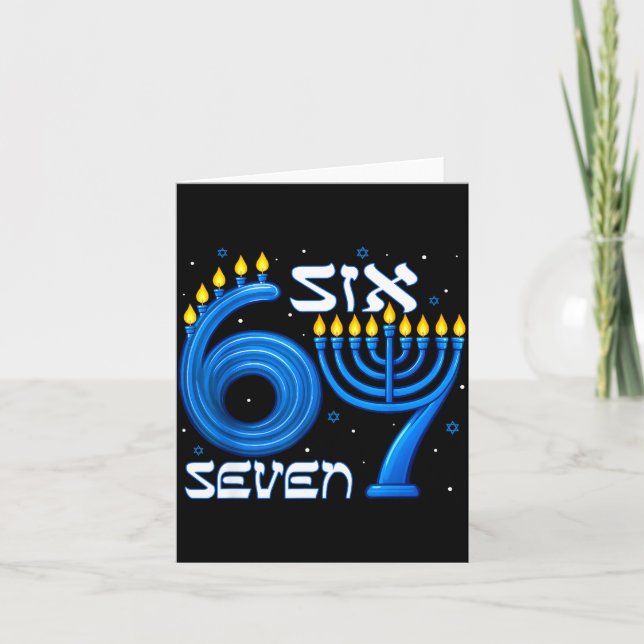Tarjeta Funny Six Seven 67 Meme Sarcastic Hanukkah Chanuka (Anverso)