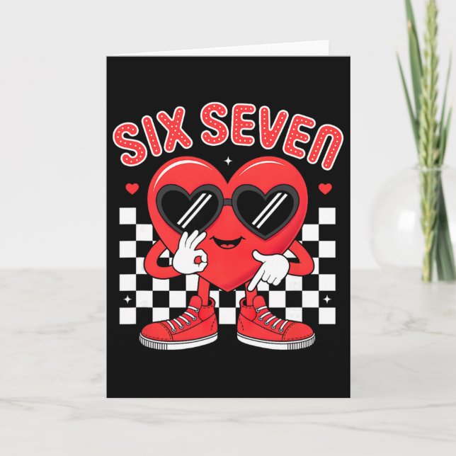 Tarjeta Funny Six Seven 67 Valentine Day Heart Men Boys Ki (Anverso)