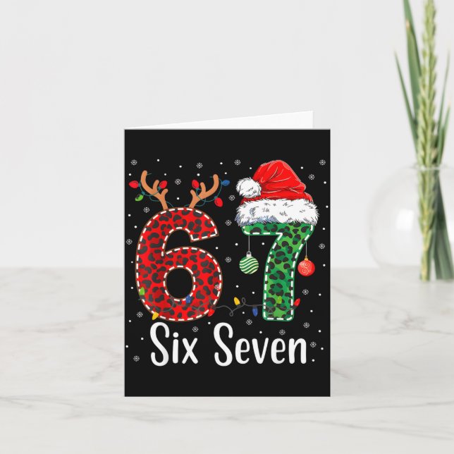 Tarjeta Funny Six Seven 6 7 Meme 67 Christmas Leopard Xmas (Anverso)