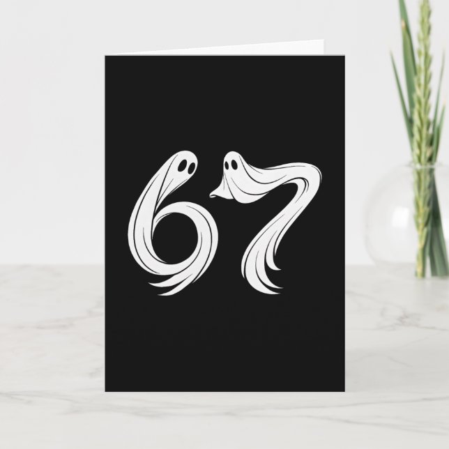 Tarjeta Funny Six Seven 6 7 Meme 67 Design Ghost Halloween (Anverso)
