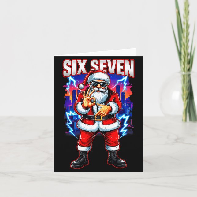 Tarjeta Funny Six Seven 6 7 Meme 67 Santa Christmas Men Bo (Anverso)