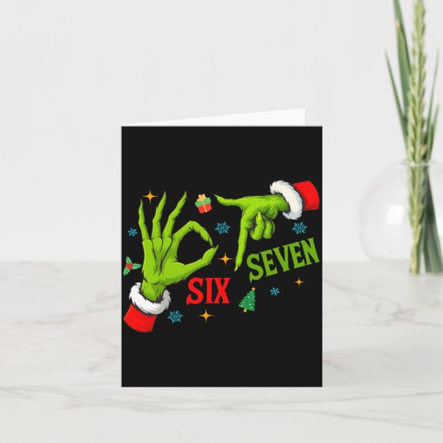 Tarjeta Funny Six Seven 6 7 Meme Christmas Funny Hands 6 7 (Anverso)
