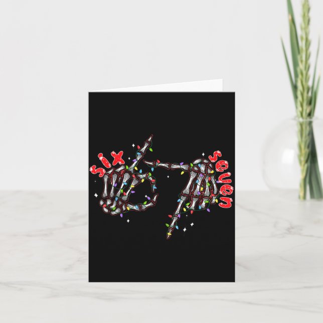 Tarjeta Funny Six Seven 6 7 Meme Couple Christmas Hand Ske (Anverso)