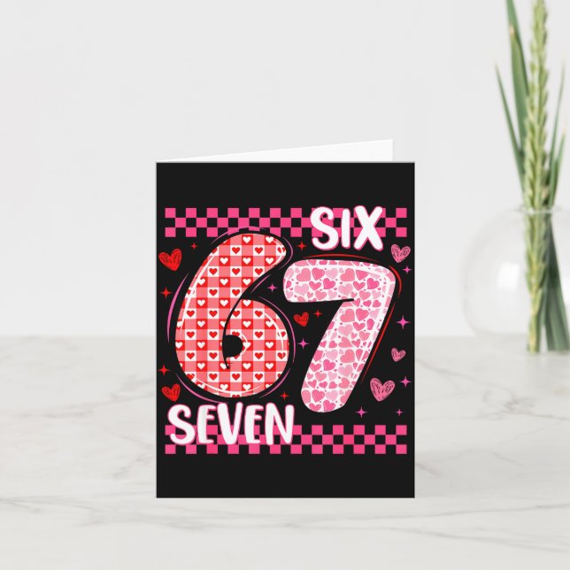 Tarjeta Funny Six Seven 6 7 Meme For Men Women Kids Valent (Anverso)