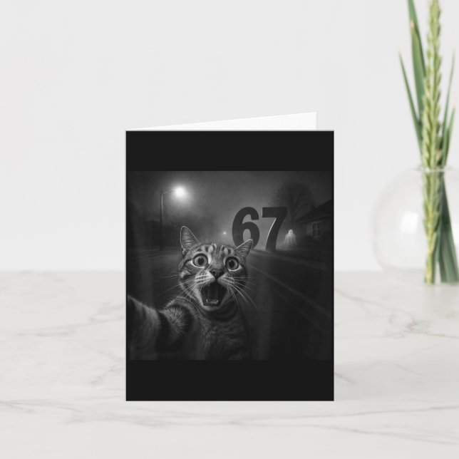 Tarjeta Funny Six Seven 6 7 Meme Gen Z Alpha Slang Cat Sel (Anverso)