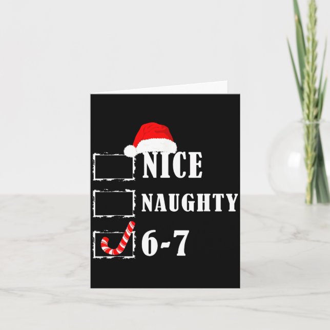 Tarjeta Funny Six Seven 6-7 Meme Nice Naughty 67 Christmas (Anverso)