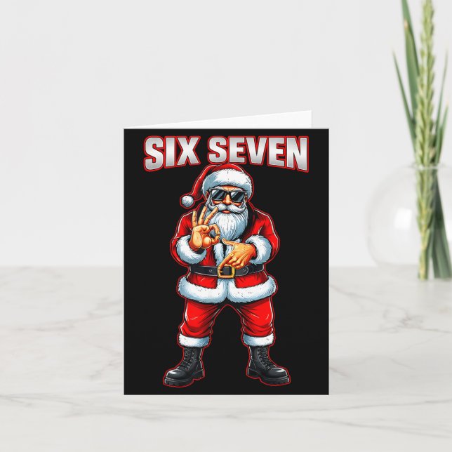 Tarjeta Funny Six Seven 6 7 Meme Santa Christmas Shirt Men (Anverso)