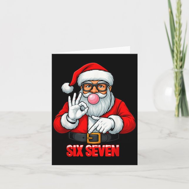 Tarjeta Funny Six Seven 6 7 Meme Santa Christmas Shirt Men (Anverso)