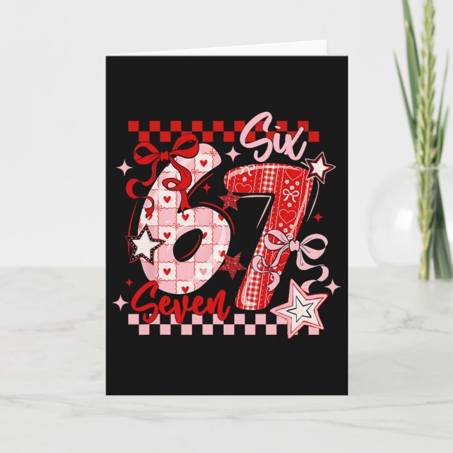 Tarjeta Funny Six Seven 6 7 Meme Valentine Girl  (Anverso)