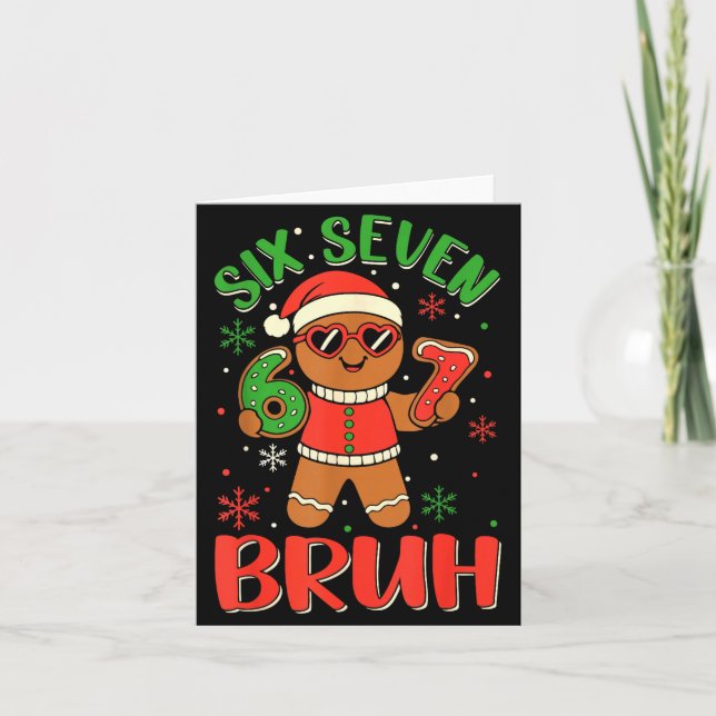 Tarjeta Funny Six Seven Bruh Gingerbread Christmas Costume (Anverso)