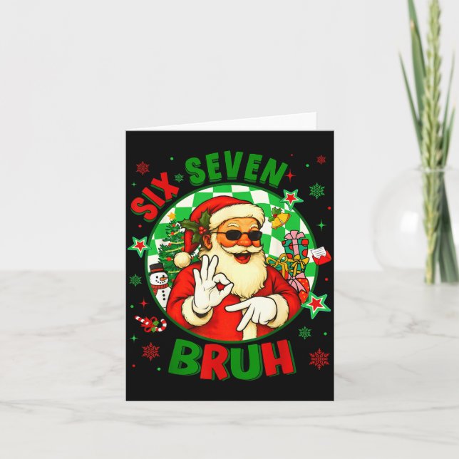 Tarjeta Funny Six Seven Bruh Santa Meme 67 Christmas Boy G (Anverso)
