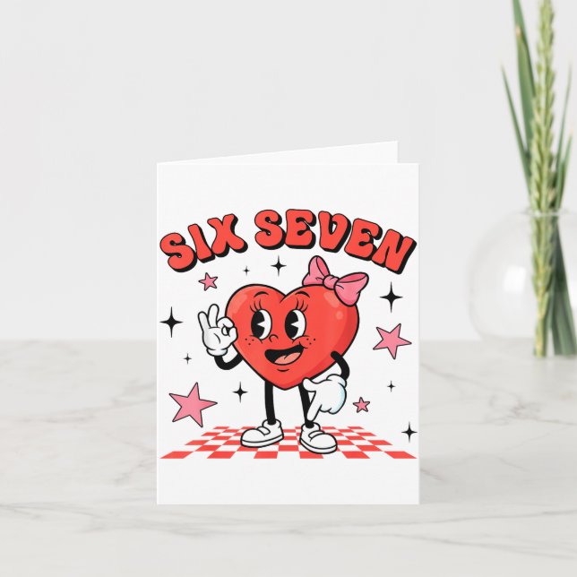 Tarjeta Funny Six Seven Cute Heart 67 Meme Valentine Kids  (Anverso)
