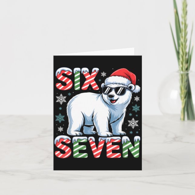 Tarjeta Funny Six Seven Lar Bear Christmas 67 Santa Hat Wi (Anverso)