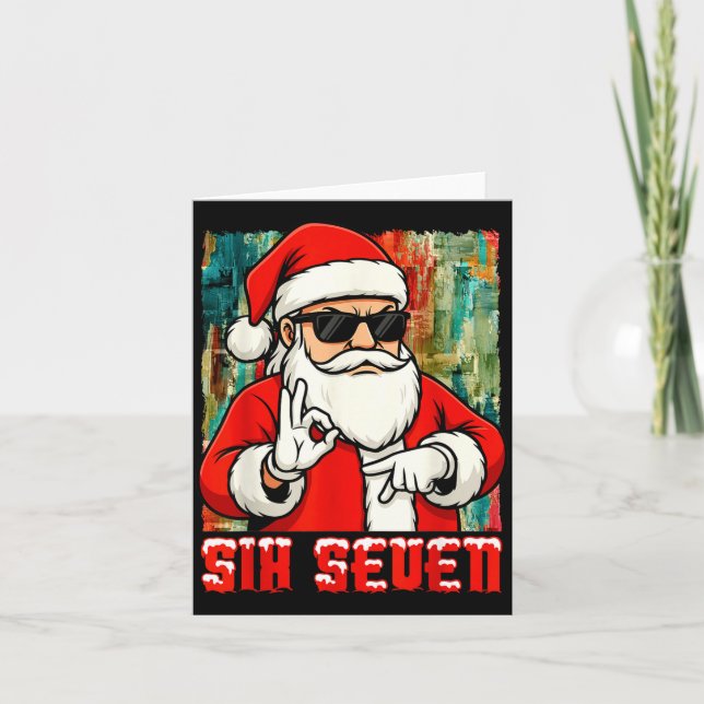 Tarjeta Funny Six Seven Meme Christmas Cool Santa Saying 6 (Anverso)
