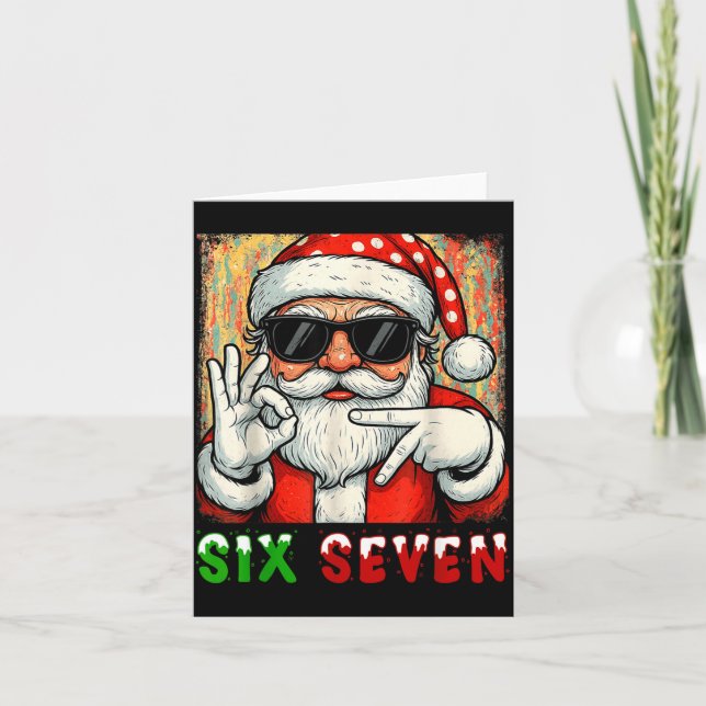 Tarjeta Funny Six Seven Meme Christmas Cool Santa Saying 6 (Anverso)