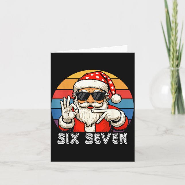 Tarjeta Funny Six Seven Meme Christmas Cool Santa Saying 6 (Anverso)