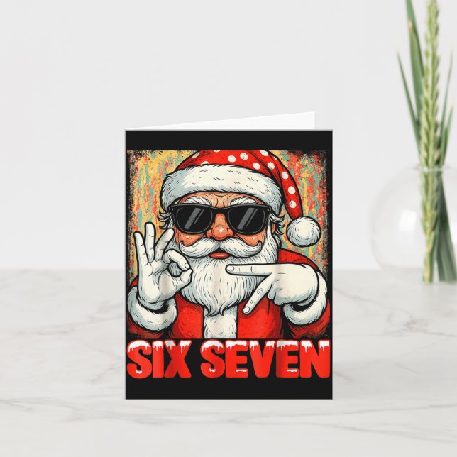 Tarjeta Funny Six Seven Meme Christmas Cool Santa Saying 6 (Anverso)