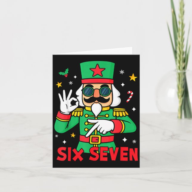 Tarjeta Funny Six Seven Meme Christmas Nutcracker Saying 6 (Anverso)