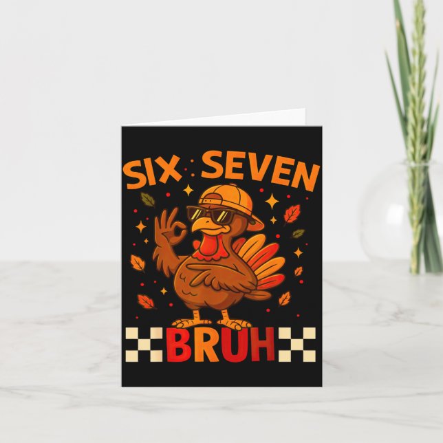 Tarjeta Funny Six Seven Meme Turkey Kids Bruh, 67 Thanksgi (Anverso)