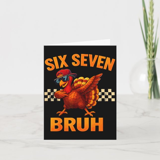Tarjeta Funny Six Seven Meme Turkey Kids Bruh 67 Thanksgiv (Anverso)