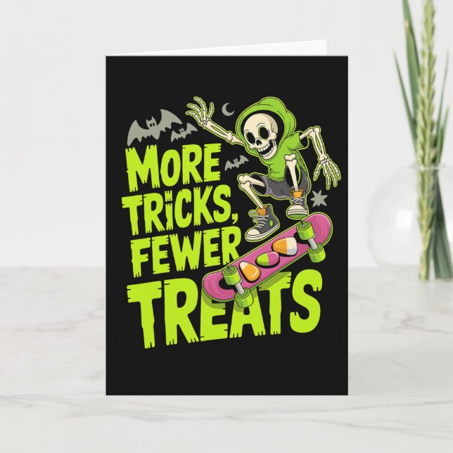 Tarjeta Funny Skateboard Halloween Skeleton Ghost Spooky S (Anverso)