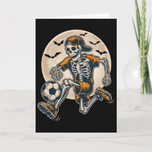 Tarjeta Funny Skeleton Soccer Men Niños Coste Halloween