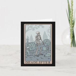 Tarjeta Funny Skeleton Tarot Card Deadlifter Bodybuilding