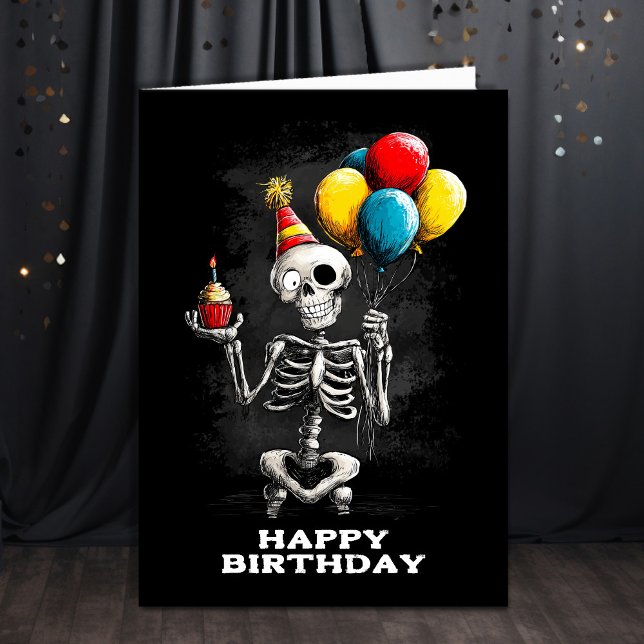 Tarjeta Funny Skeleton with Balloons Birthday (Subido por el creador)