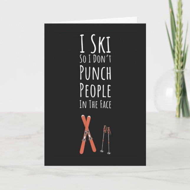 Tarjeta Funny Ski Cards Skiing Humor Skier Winter Sports (Anverso)