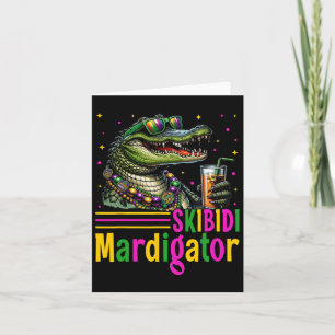 Tarjeta Funny Skibidi Mardigator Alligator Mardi Gras Appa