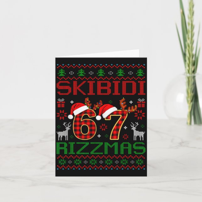 Tarjeta Funny Skibidi Rizzmas Meme Ugly Christmas Vibes Xm (Anverso)