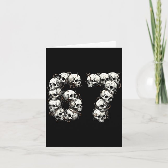 Tarjeta Funny Skulls 6 7 Meme Six Seven Love Halloween  (Anverso)