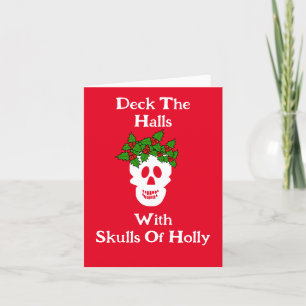 Tarjeta Funny Skulls of Holly Navidades Card