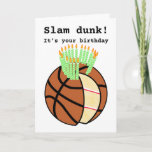 Tarjeta Funny slam dunk cumpleaños de baloncesto<br><div class="desc">¡Pon una sonrisa en la cara con esta graciosa tarjeta de cumpleaños de baloncesto! ¡Maldición! ¡Es tu cumpleaños!</div>
