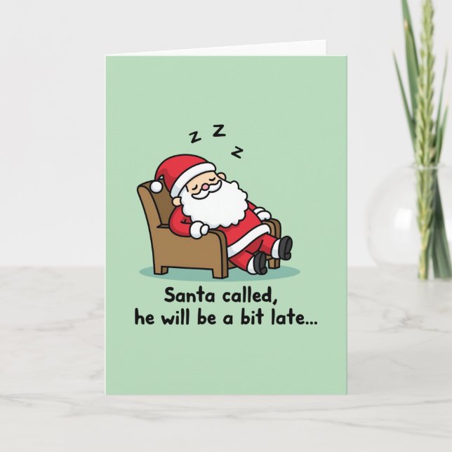 Tarjeta Funny Sleeping Santa Claus Christmas Card (Anverso)