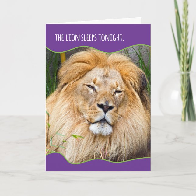 Tarjeta Funny Sleepy Lion Birthday (Anverso)