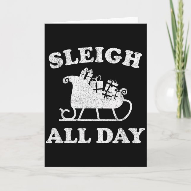 Tarjeta Funny Sleigh All Day Christmas In July Retro Vinta (Anverso)